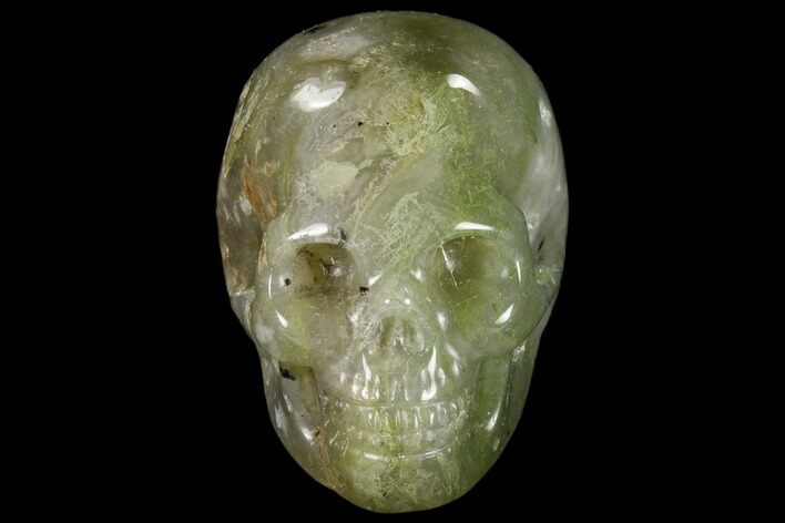 Realistic, Polished Moss Agate Skull #116825